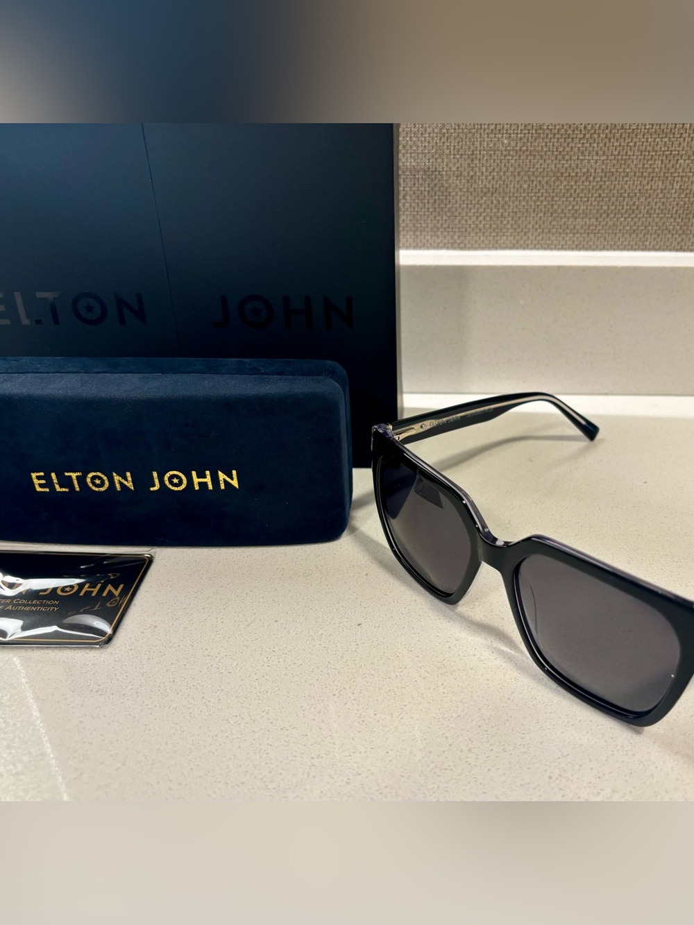 Authentic ELTON JOHN Masterclass Black Unisex Sunglasses - New with Packaging
